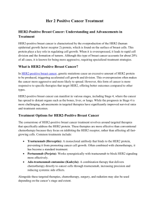 Her 2 Positive Cancer Treatment
