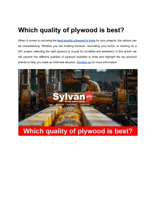 Which quality of plywood is best