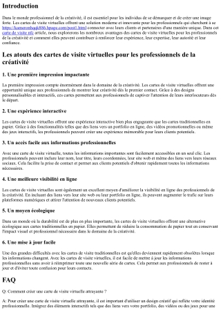 Les atouts des cartes de visite virtuelles pour les professionnels de la créativ