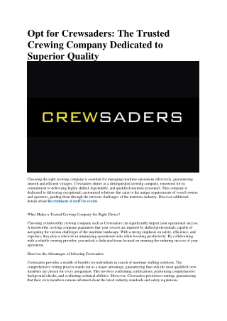 Recruitment of staff for events