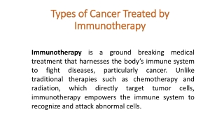 Types of Cancer Treated by Immunotherapy