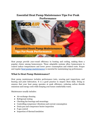 Essential Heat Pump Maintenance Tips For Peak Performance