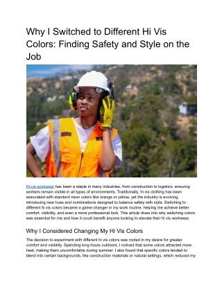 Why I Switched to Different Hi Vis Colors_ Finding Safety and Style on the Job