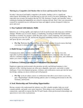 How to Thrive in a Competitive Job Market: Tips for Career Growth and Success