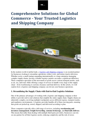 Comprehensive Solutions for Global Commerce