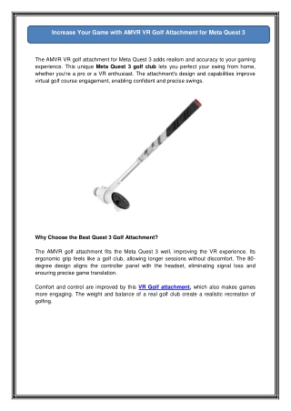 Increase Your Game with AMVR VR Golf Attachment for Meta Quest 3