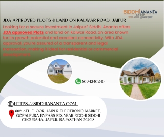 JDA Approved Plots & Land on Kalwar Road, Jaipur