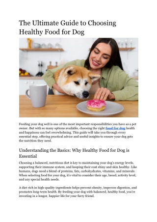 The Ultimate Guide to Choosing Healthy Food for Dog