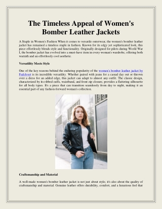 The Timeless Appeal of Women's Bomber Leather Jackets