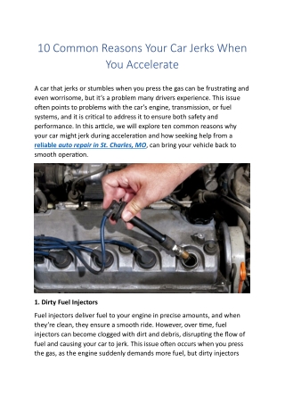 10 Common Reasons Your Car Jerks When You Accelerate