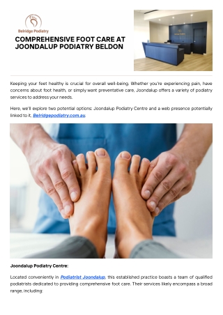 Leading Podiatrist in Joondalup – Expert Care