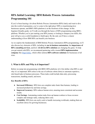RPA Initial Learning_ IBM Robotic Process Automation Programming 101