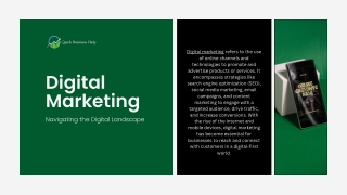 Digital marketing uses online platforms and tools to promote products and services. It includes SEO, social media, email