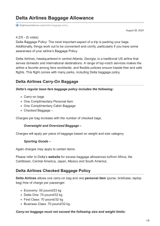 Delta Airlines Baggage Allowance