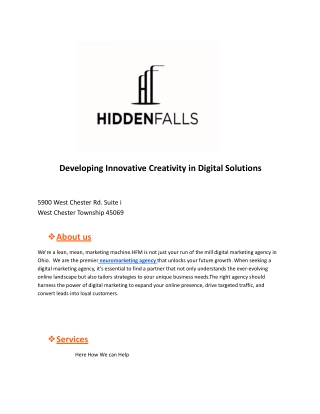 Developing Innovative Creativity in Digital Solutions | Hidden Falls Media