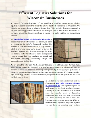 Efficient Logistics Solutions for Wisconsin Businesses