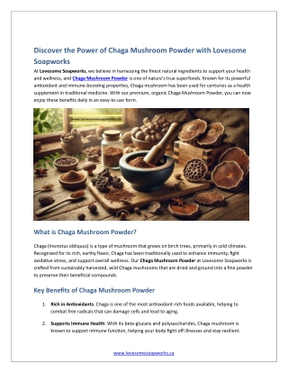 Discover the Power of Chaga Mushroom Powder with Lovesome Soapworks