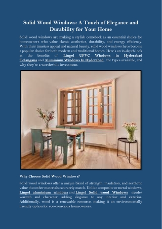 Solid Wood Windows A Touch of Elegance and Durability for Your Home
