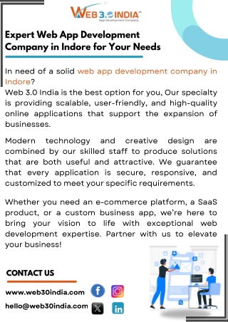 Expert Web App Development Company in Indore for Your Needs