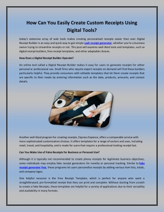 How Can You Easily Create Custom Receipts Using Digital Tools