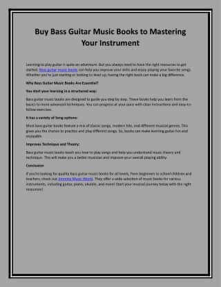 Buy Bass Guitar Music Books to Mastering Your Instrument