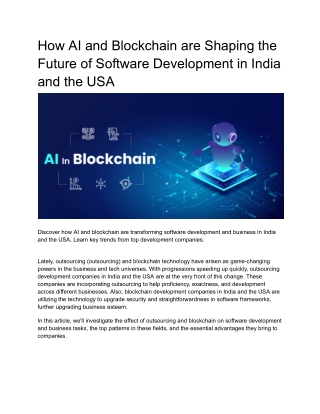 How AI and Blockchain are Shaping the Future of Software Development in India and the USA