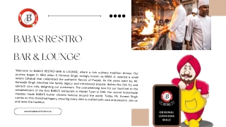 Savor Authentic Indian Cuisine - BABA’S RESTRO-BAR & LOUNGE