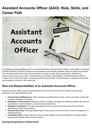 Assistant Accounts Officer (AAO)_ Role, Skills, and Career Path