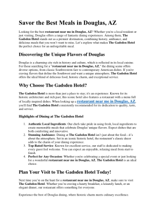 Savor the Best Meals in Douglas