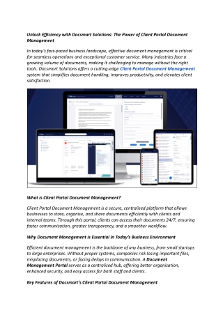 Unlock Efficiency with Docsmart Solutions: The Power of Client Portal Document M