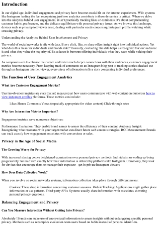 Recognizing the Analytics Behind Customer Involvement and Privacy