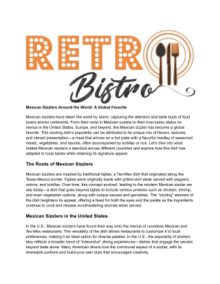 Mexican Sizzlers Around the World_ A Global Favorite