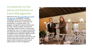 Unlocking Opportunities - An Advanced Diploma in Event Management