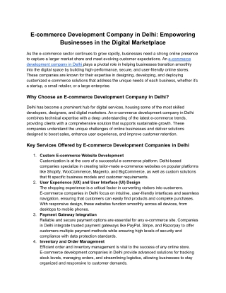 E-commerce Development Company in Delhi_ Empowering Businesses in the Digital Marketplace
