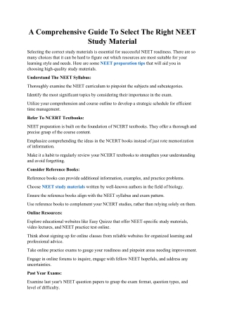 A Comprehensive Guide To Select The Right NEET Study Material