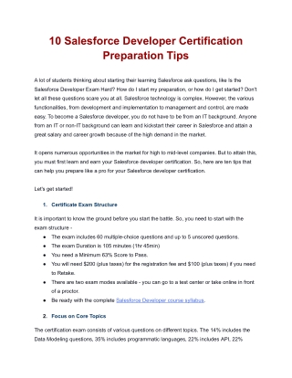 10 Salesforce Developer Certification Preparation Tips