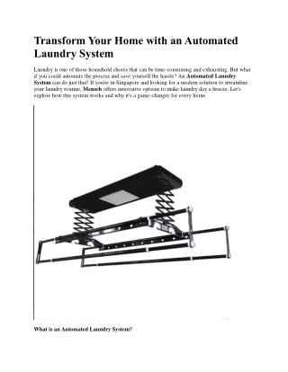 Transform Your Home with an Automated Laundry System