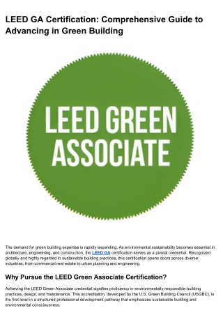 LEED GA Certification_ Comprehensive Guide to Advancing in Green Building