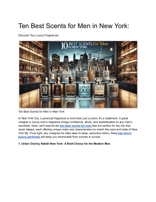 Ten Best Scents for Men in New York in 2024
