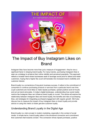 The Impact of Buy Instagram Likes on Brand Loyalty