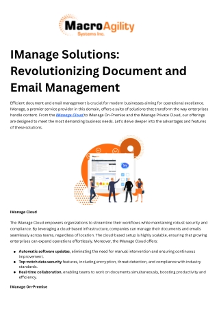 Imanage Solutions