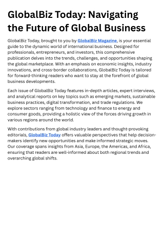 GlobalBiz Today Navigating the Future of Global Business