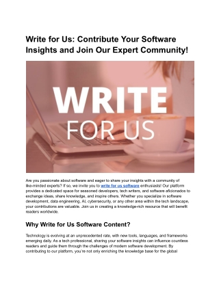 Write for Us: Contribute Your Software Insights and Join Our Expert Community!