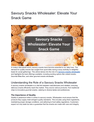Savoury Snacks Wholesaler_ Elevate Your Snack Game
