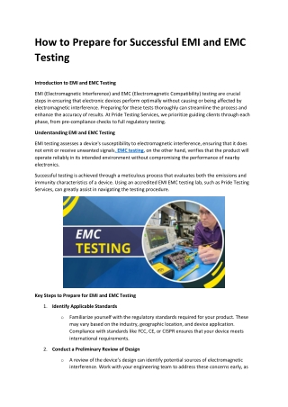 Preparing for EMI and EMC Testing: A Comprehensive Guide