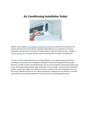 Air Conditioning Installation