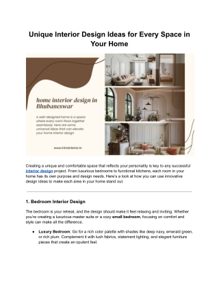 Unique Interior Design Ideas for Every Space in Your Home