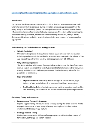 Maximizing Your Chances of Pregnancy After Egg Rupture