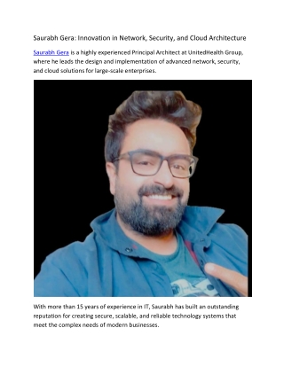 Saurabh Gera Innovation in Network, Security, and Cloud Architecture