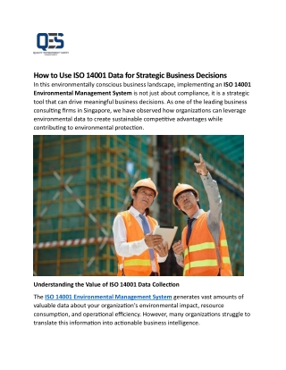 How to Use ISO 14001 Data for Strategic Business Decisions